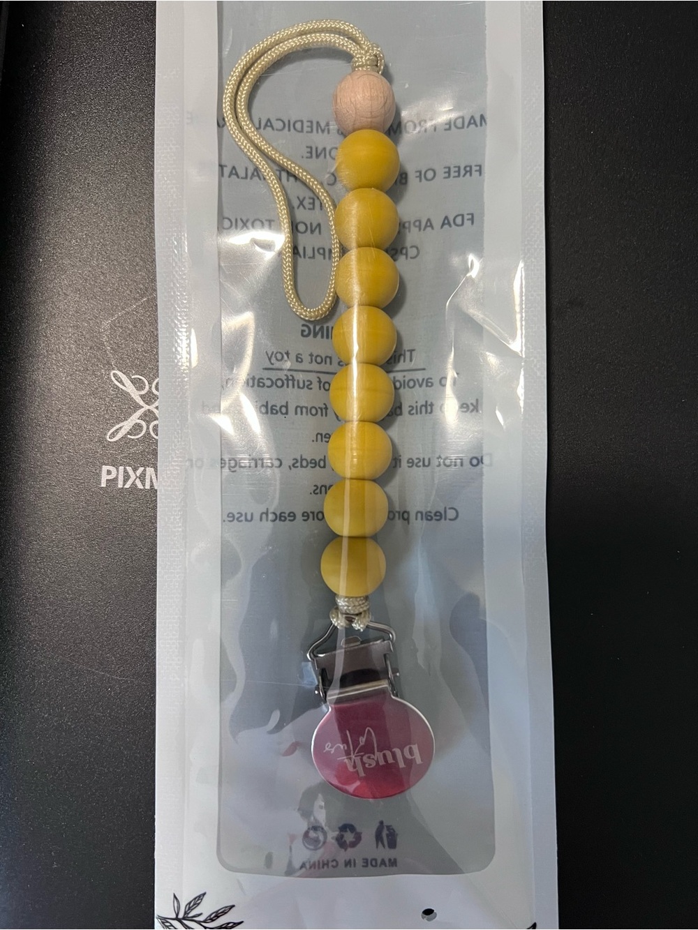 Blush Lotus Pacifier Clip